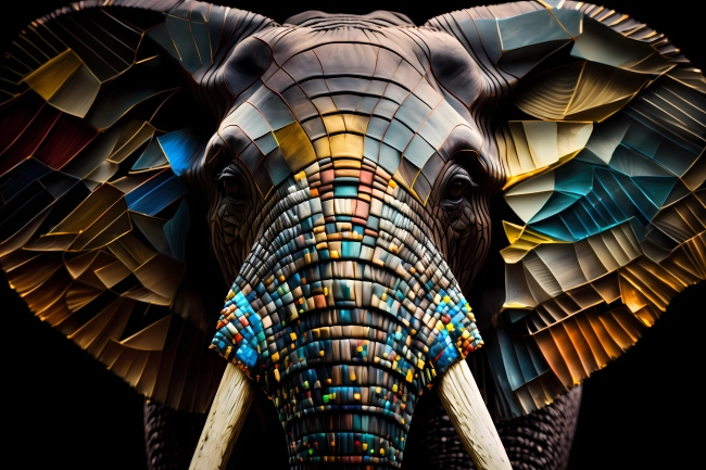 Elephant glass mosaic abstract