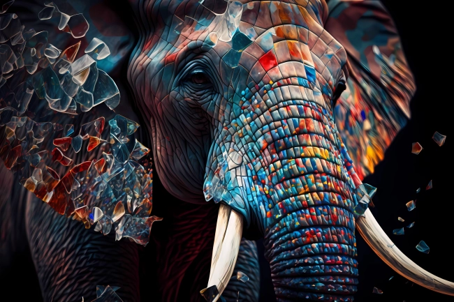 Elephant glass mosaic abstract