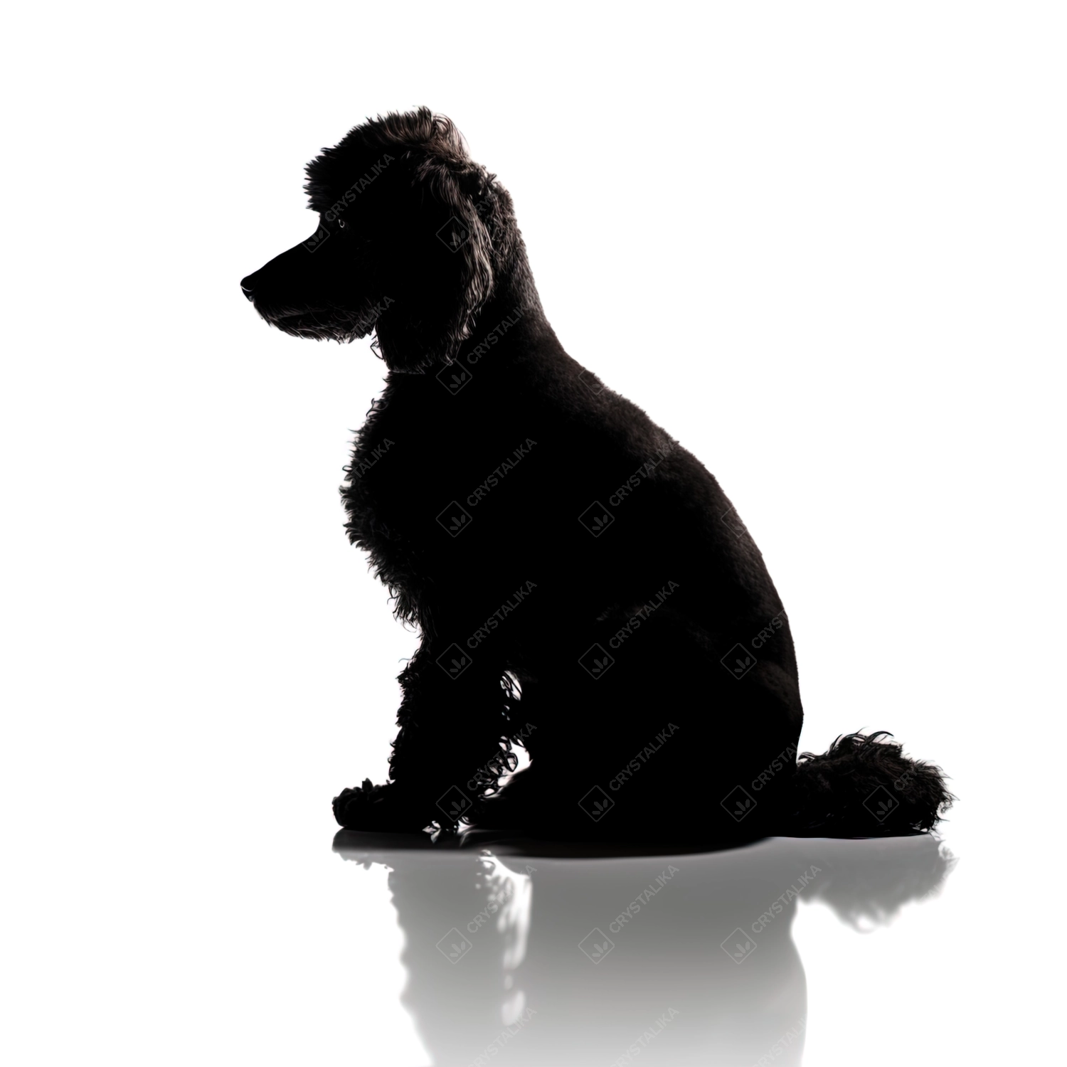 black silhouette of the dog on an isolated white background