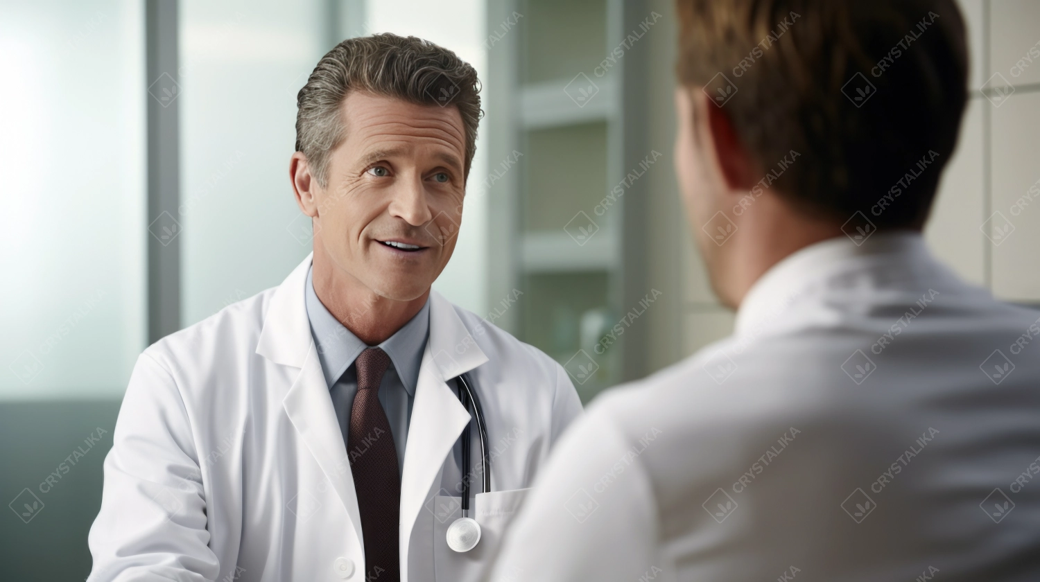 Mature Medical Doctor Consulting Client