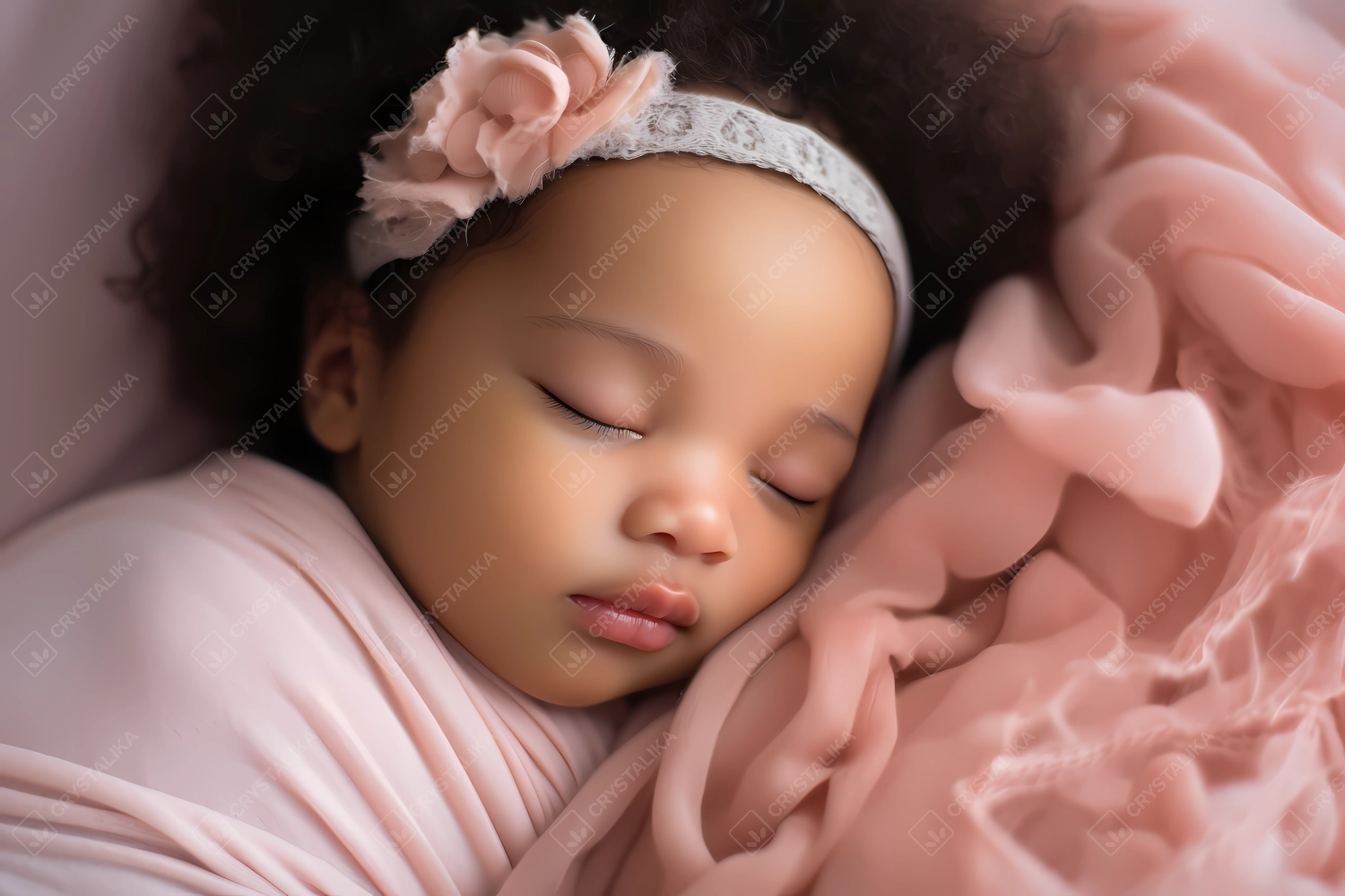 Professional photoshoot of a cute newborn mixed-raced baby