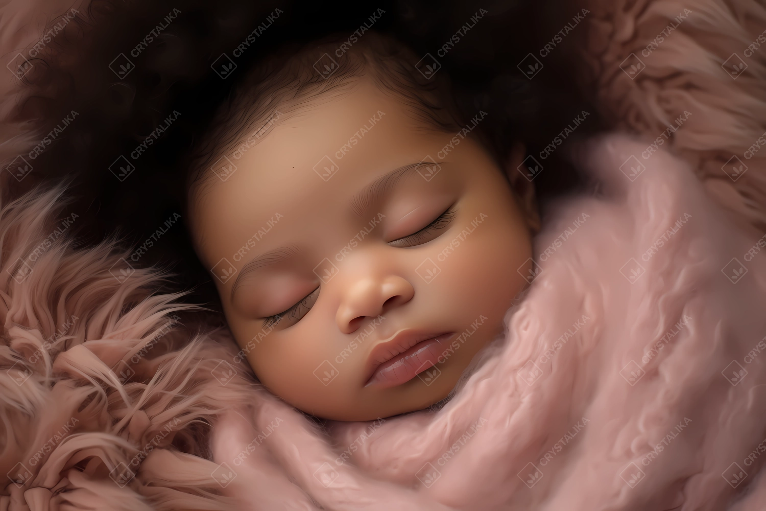 Professional photoshoot of a cute newborn mixed-raced baby