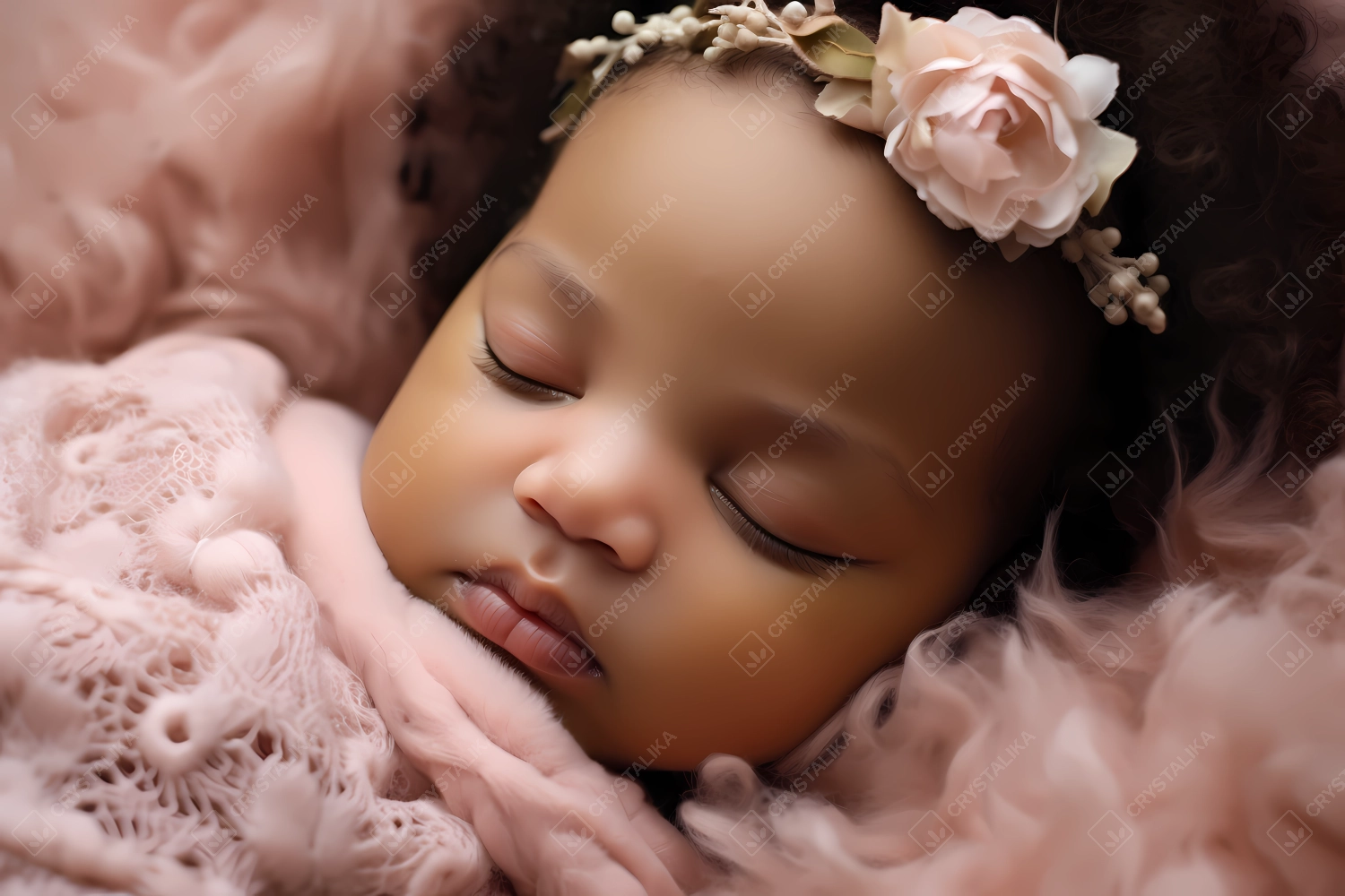 Professional photoshoot of a cute newborn mixed-raced baby