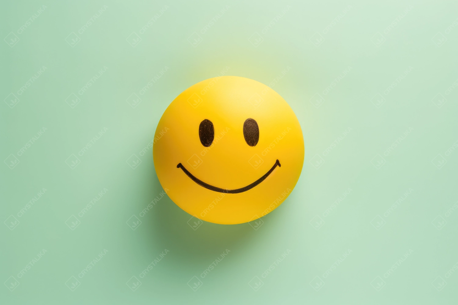 Smiling emoji on flat background