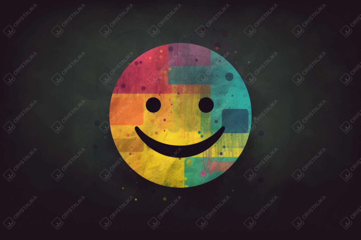 Smiling emoji on flat background