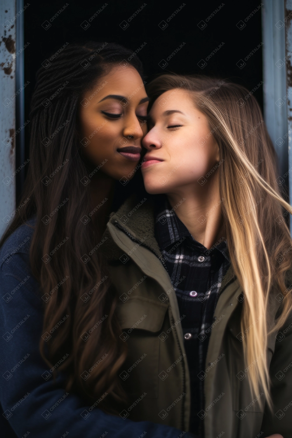 Interracial lesbian couple