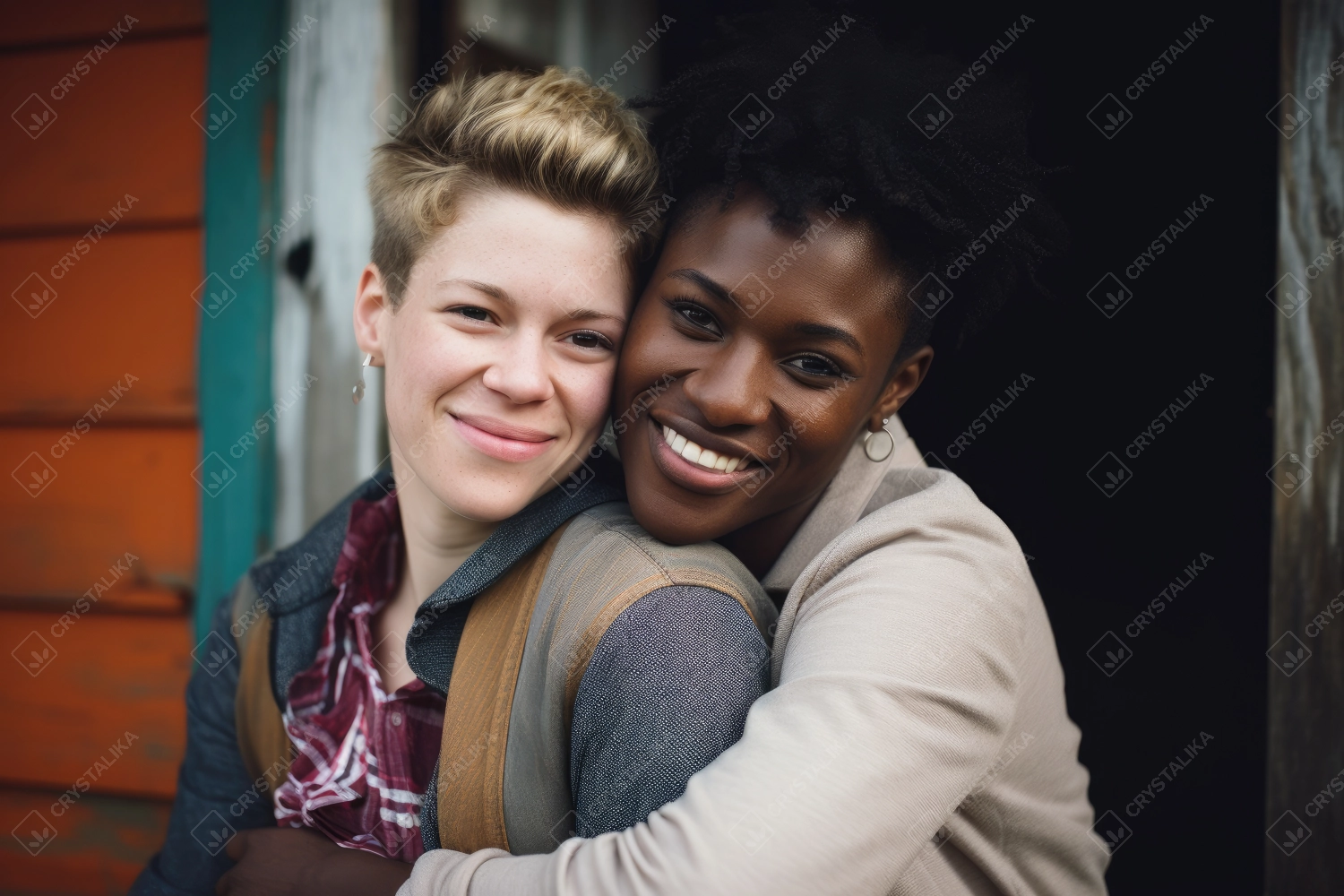 Interracial lesbian couple