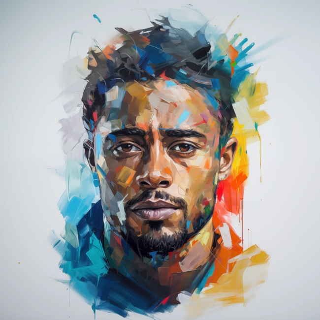 Colorful Abstract Painting of a African American Man