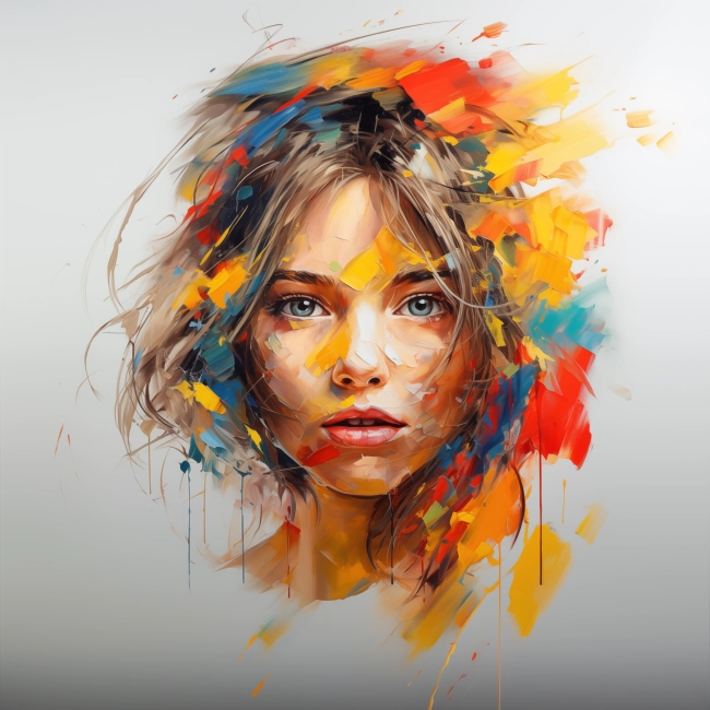 Colorful Abstract Portrait of a Young Woman