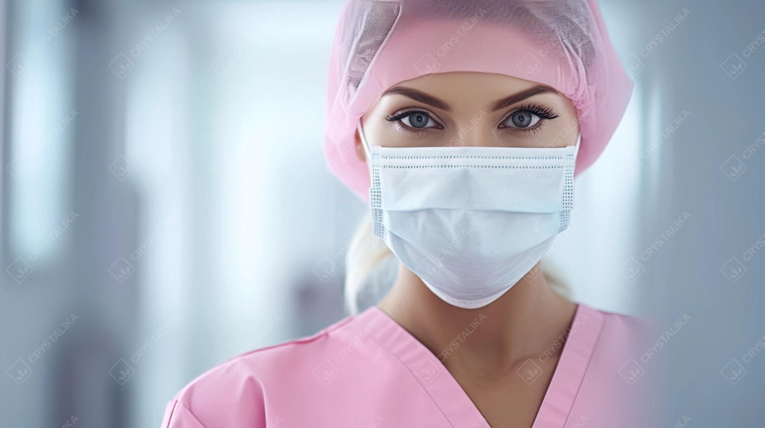 Confident Female Surgeon in Protective Mask: Portrait of a Professional Doctor in a Hospital Clinic