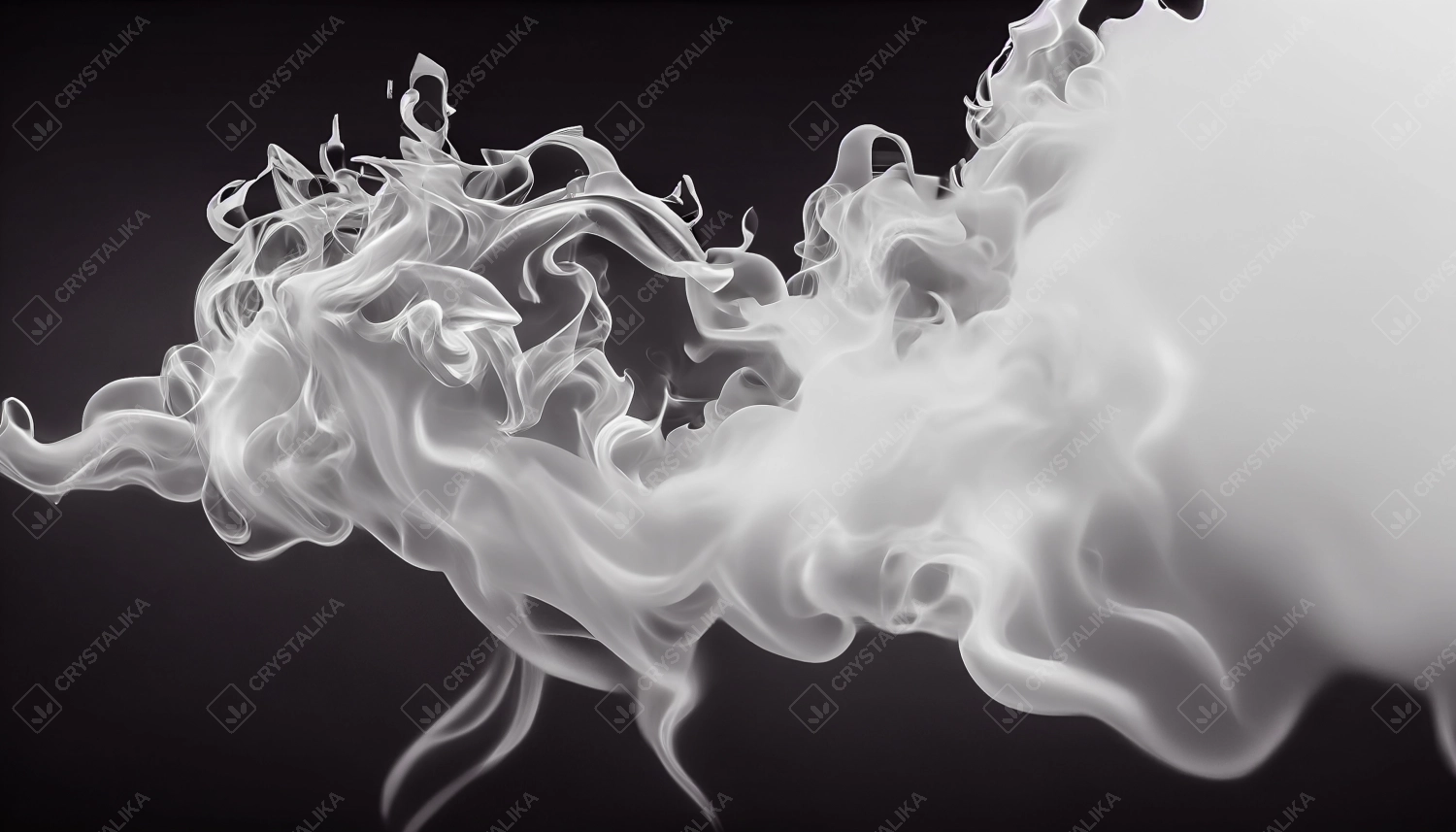 White curve fog, smoke, clouds, fire and dark background with spotlight