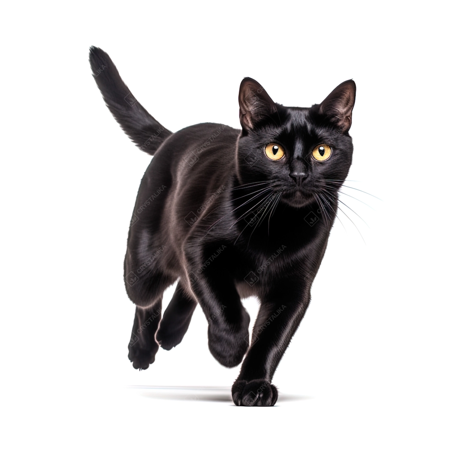 black cat on isolated white background