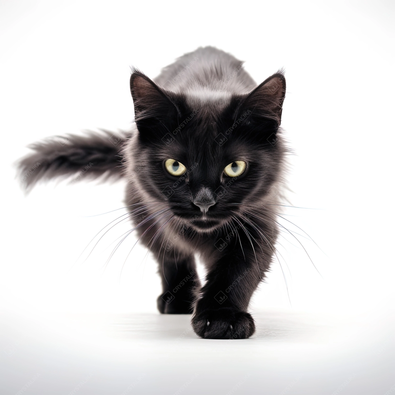 black cat on isolated white background