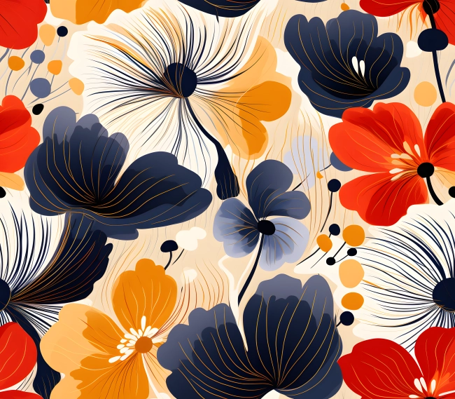 Vibrant and Seamless Vector Flower Pattern