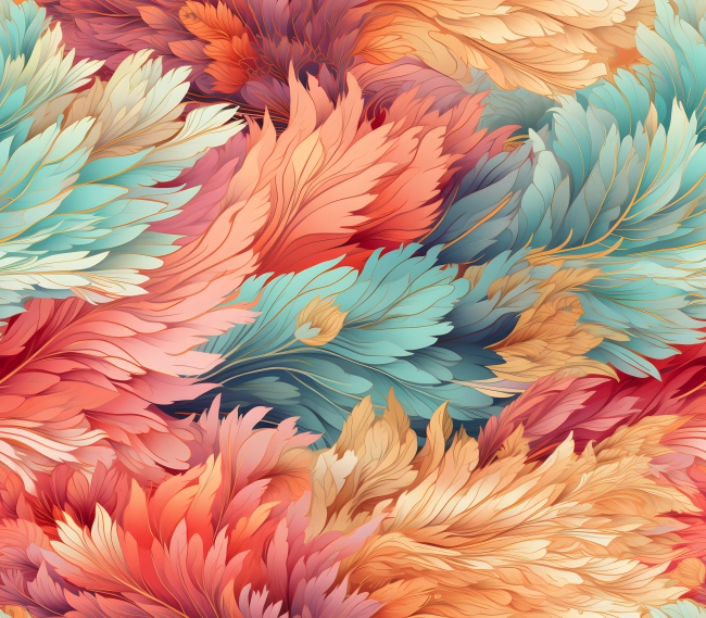 Feathered Dreams Abstract Colorful Picture Wallpaper in Feather Shape