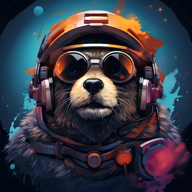 Meticulously Adorned Groundhog in Space Suit with Dark Glasses