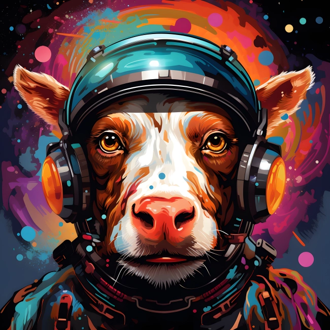 Space Harmony of Immersive Portrayal of Cow in Watercolor