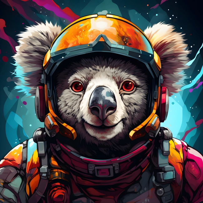 Hip-Hop Koala Influenced in Orange Space Suit