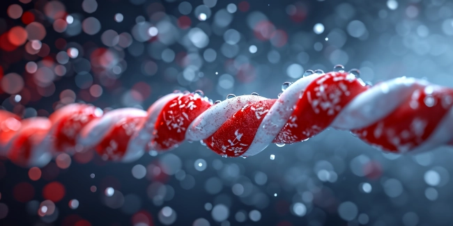 Red and white wrapped yarn is the symbol of Martenitsa, the Bulgarian holiday of Baba Marta. Bokeh effect. 3d rendering