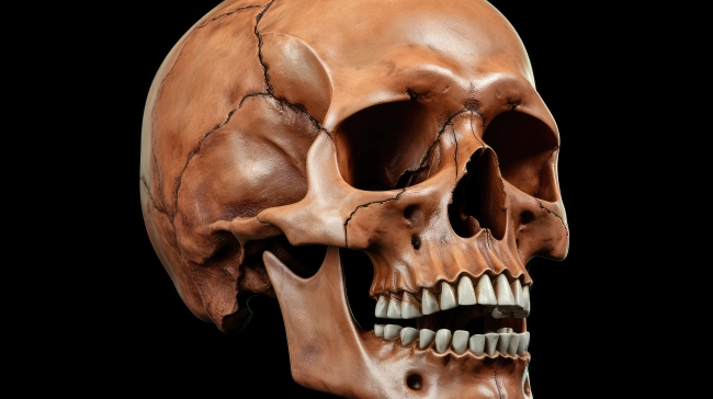 A Human Skull Isolated on a Transparent Background