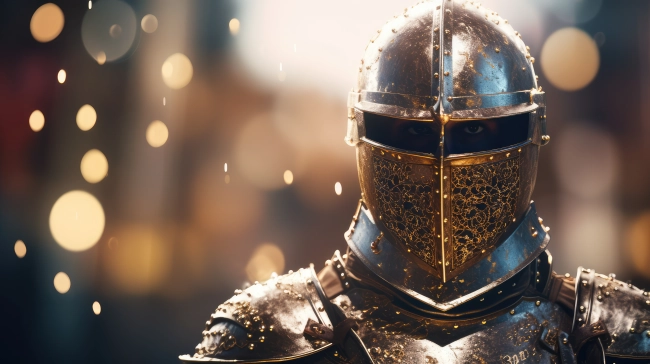 A Medieval Knight Captured Against a Bokeh Background