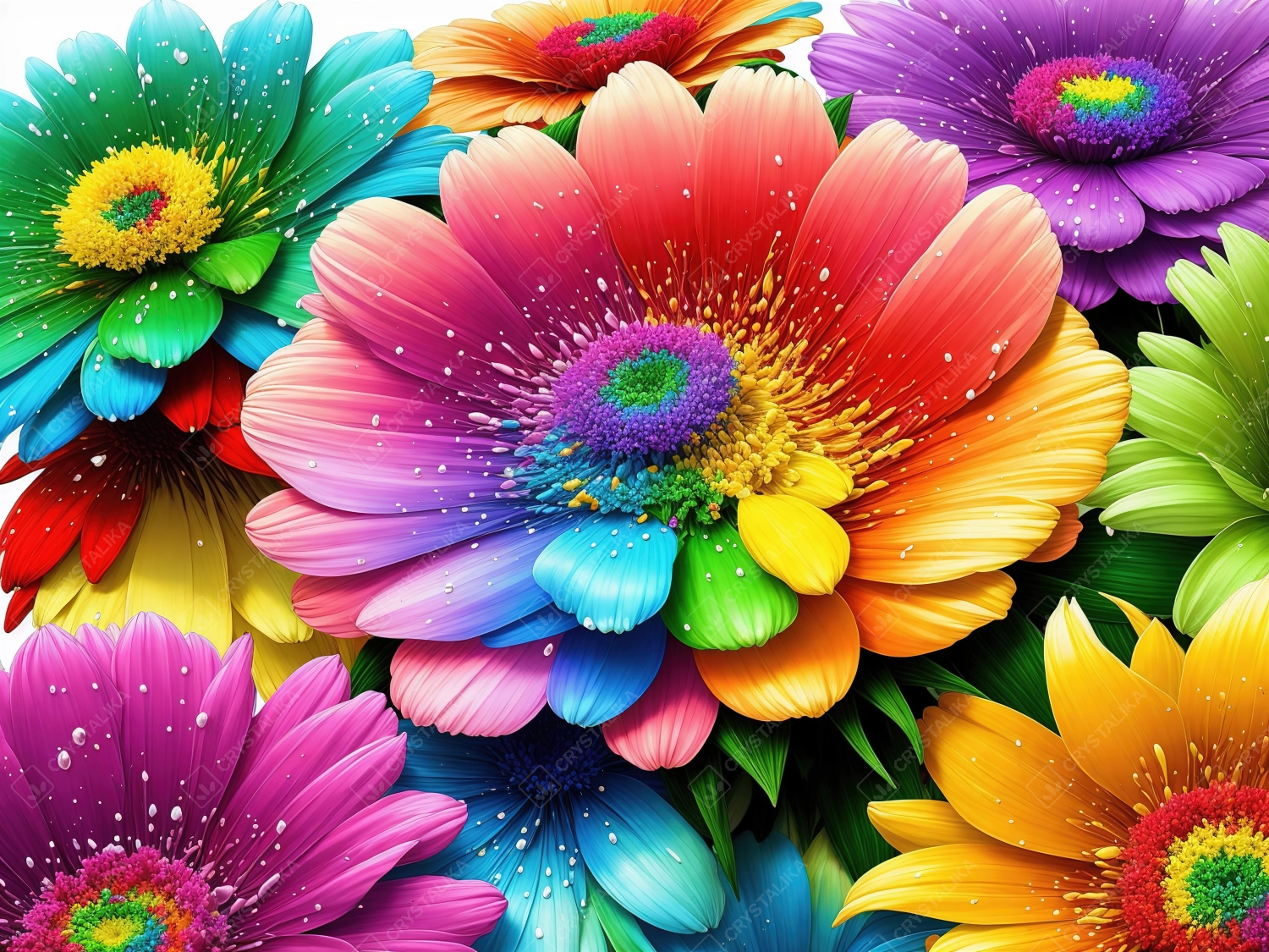 Splash rainbow colors flower