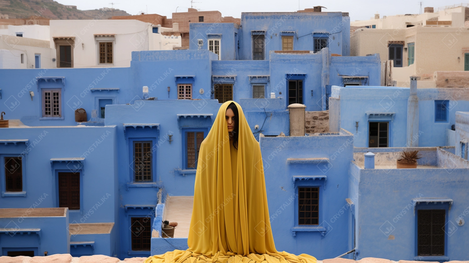 Tradition and cultural diversity in a portrait of a woman in yellow