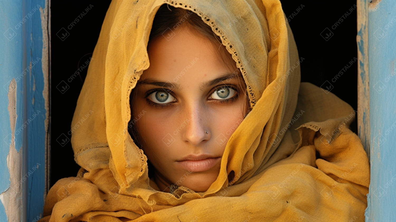 Tradition and cultural diversity in a portrait of a woman in yellow