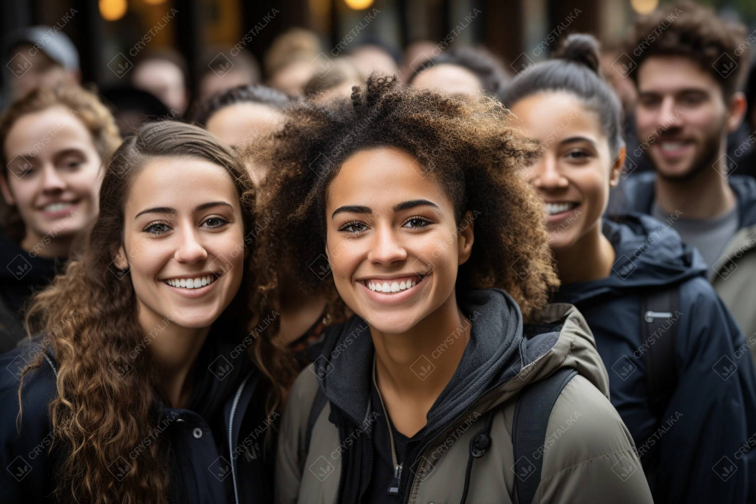 Portrait of multiracial and multiethnic young students group. Diversity and tolerance concept.