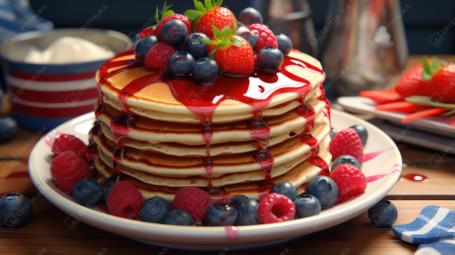 4th of July Breakfast Pancakes Homemade Patriotic