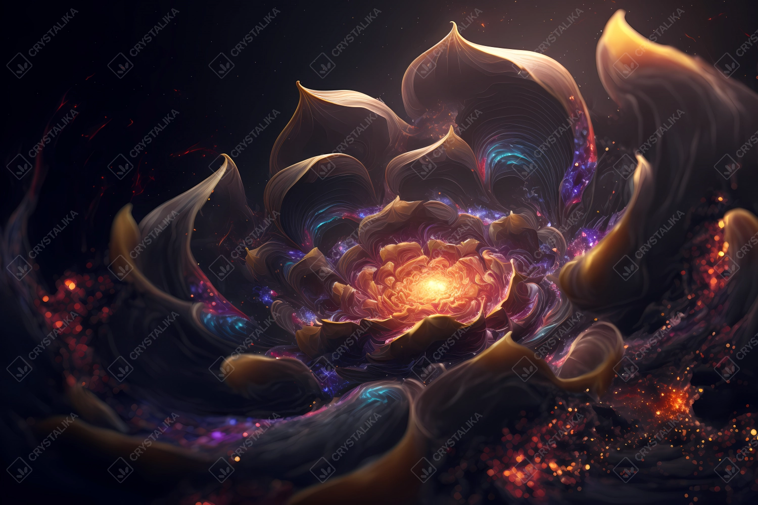 Beautiful cosmic flower made of colorful fractals