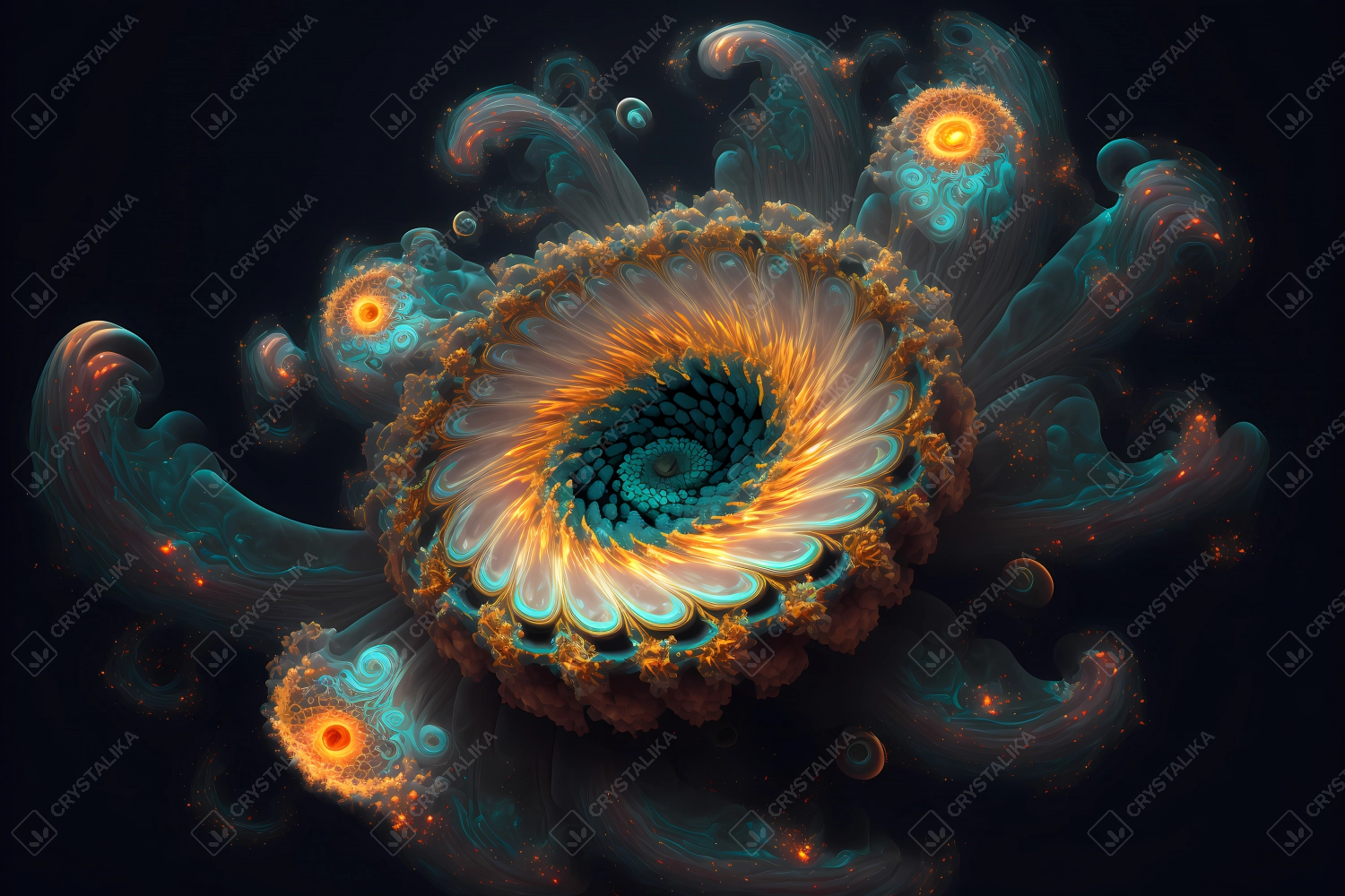 Beautiful cosmic flower made of colorful fractals