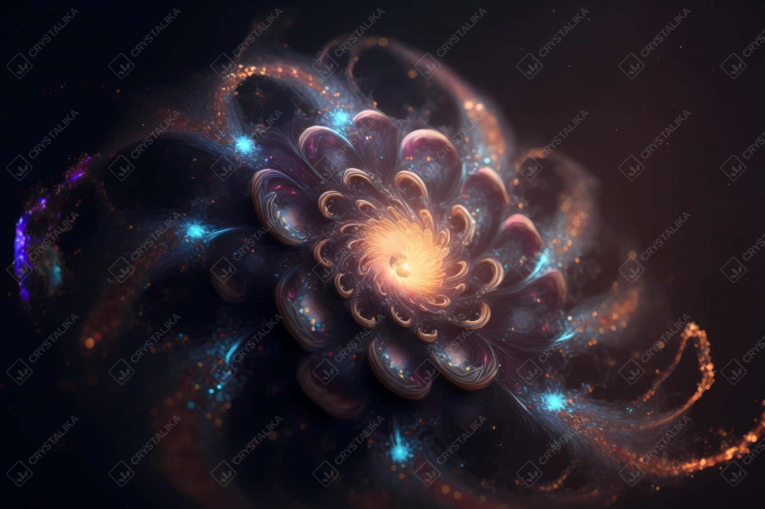 Beautiful cosmic flower made of colorful fractals