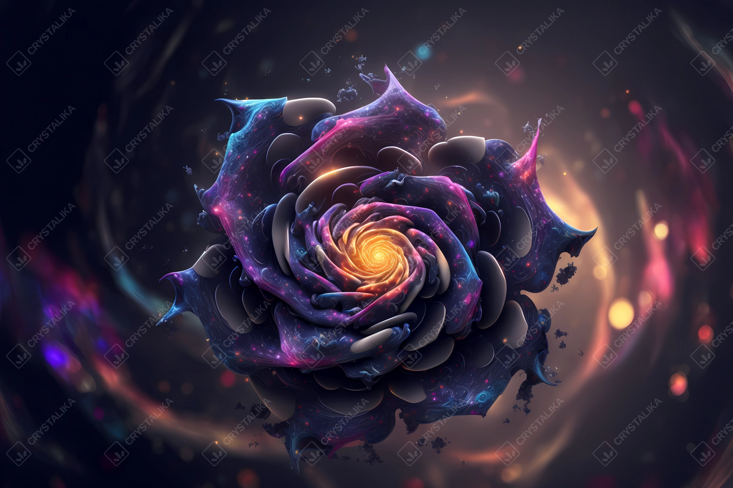 Beautiful cosmic rose made of colorful fractals