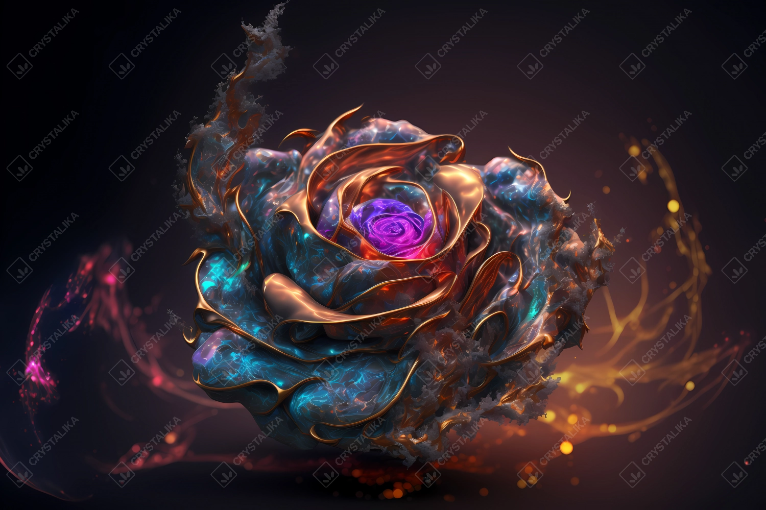 Beautiful cosmic rose made of colorful fractals