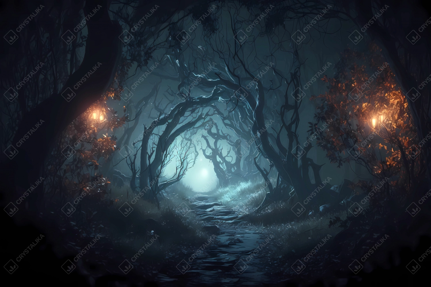 Scary dark fantasy forest