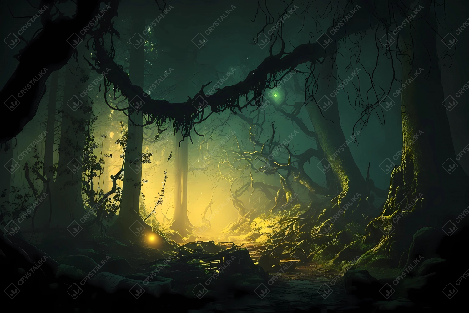 Scary dark fantasy forest