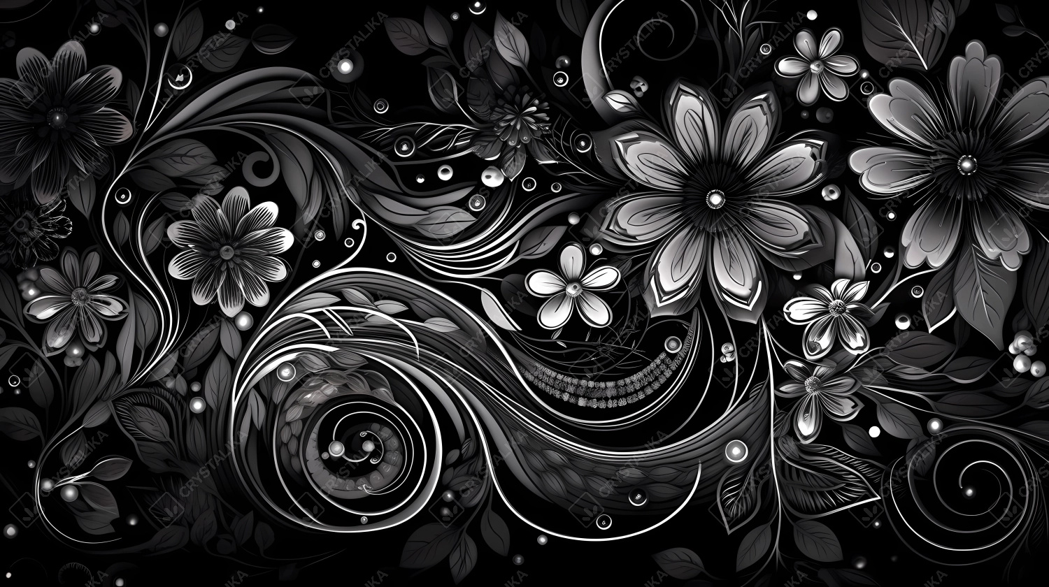 Beautiful black and white floral wallpaper