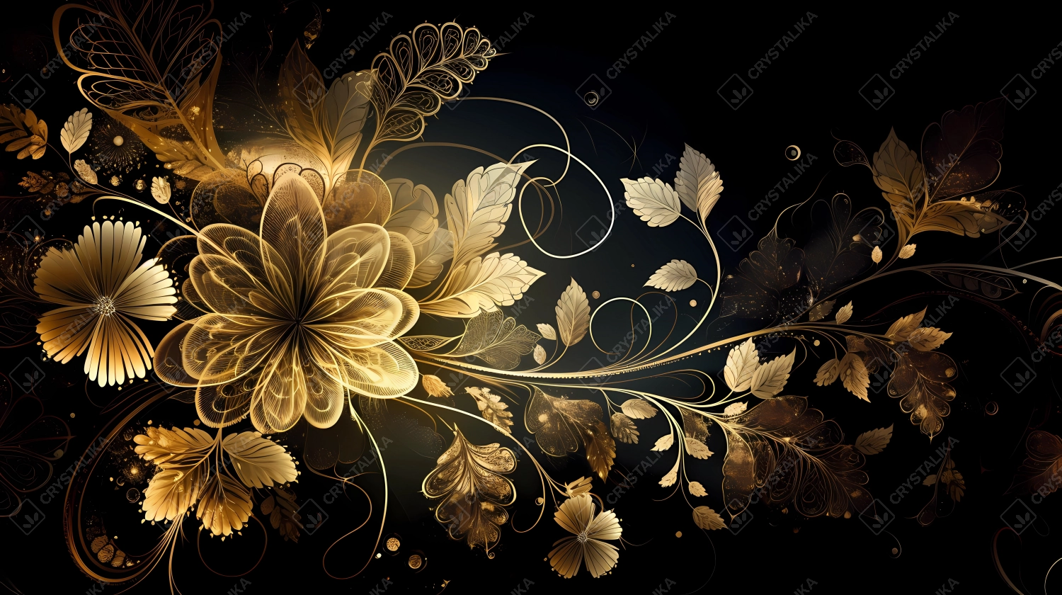 Beautiful black and gold floral wallpaper