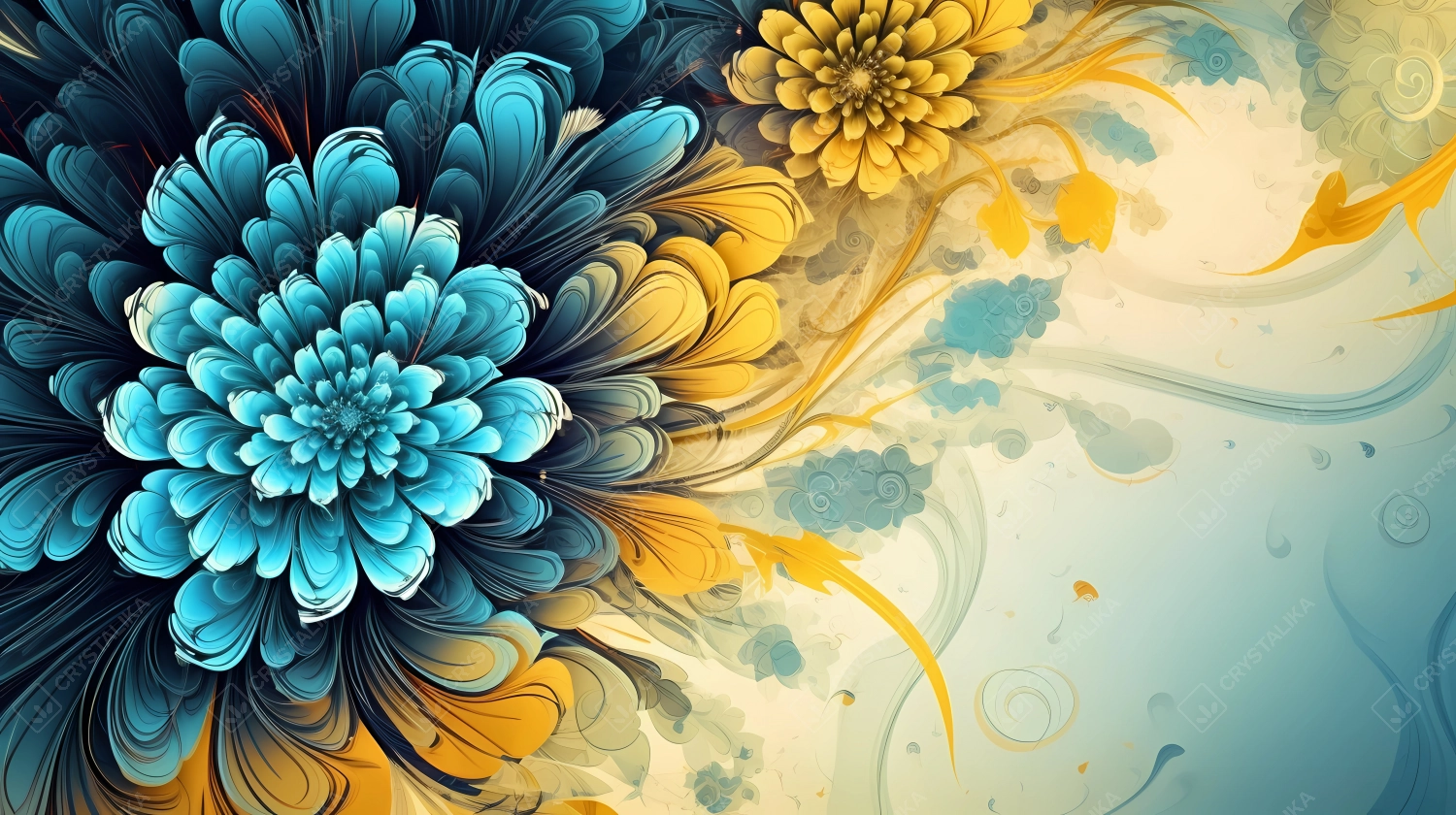 Beautiful yellow and blue floral wallpaper