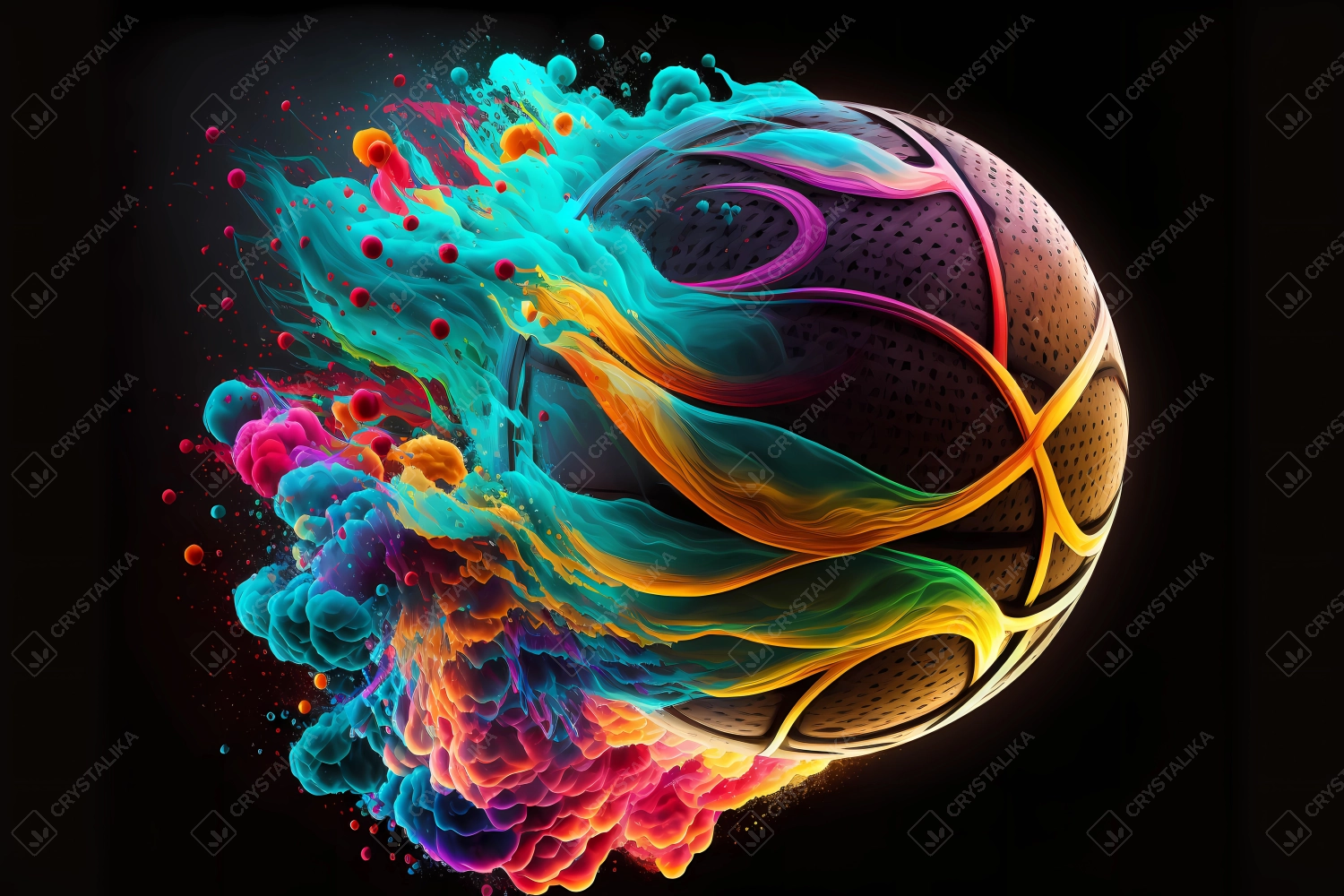 Basketball ball in an abstract watercolor concept