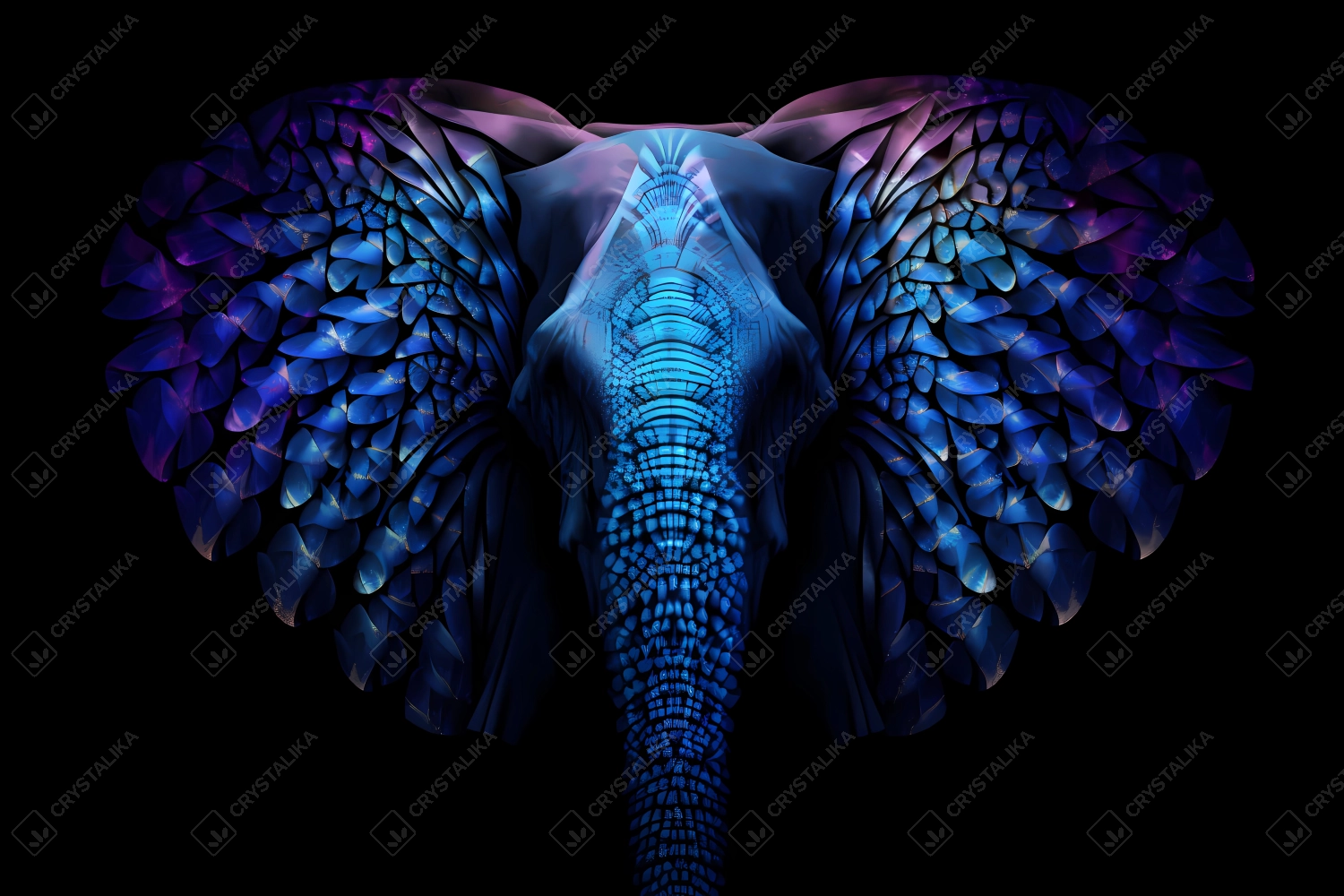 Abstract concept of an elephant made of blue butterfly wings