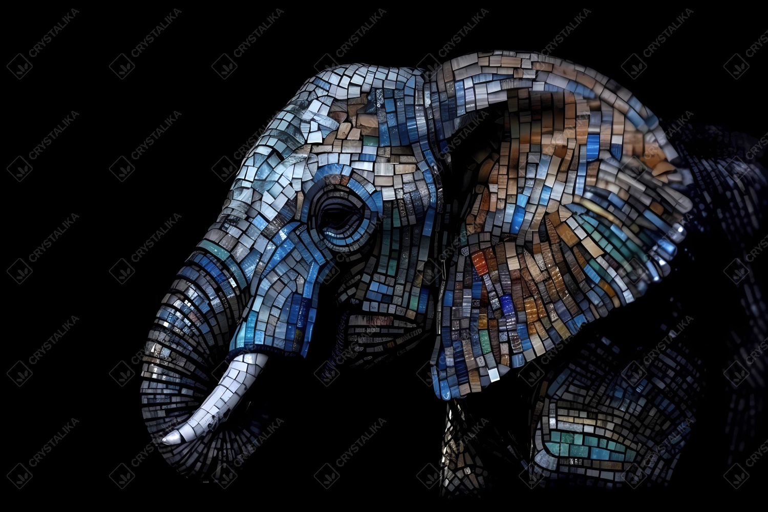 Elephant glass mosaic abstract