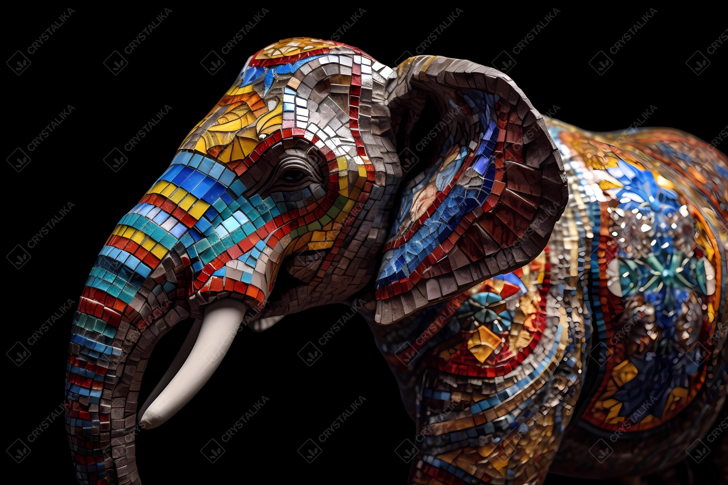 Elephant glass mosaic abstract