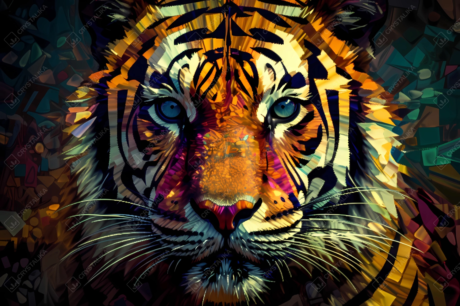 Tiger portrait - computerized mosaic concept