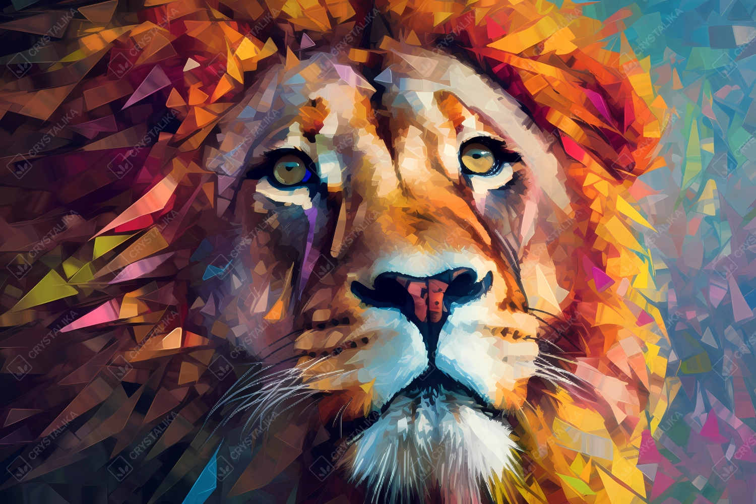 Lion portrait - computerized mosaic concept