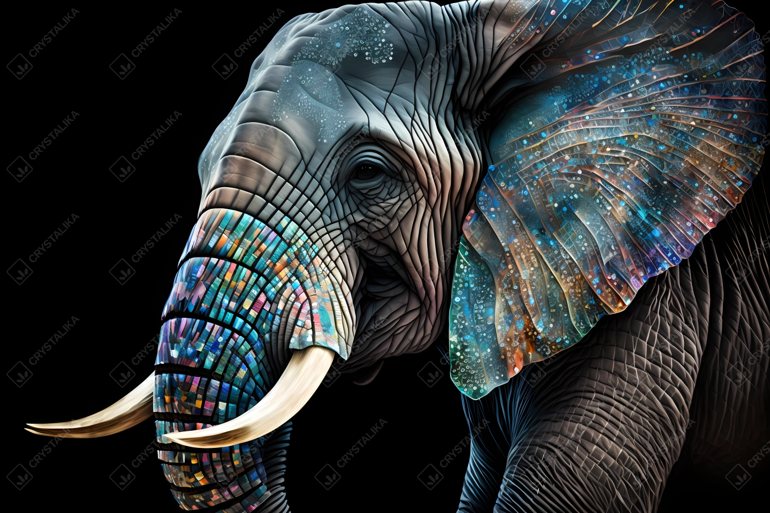 Elephant glass mosaic abstract