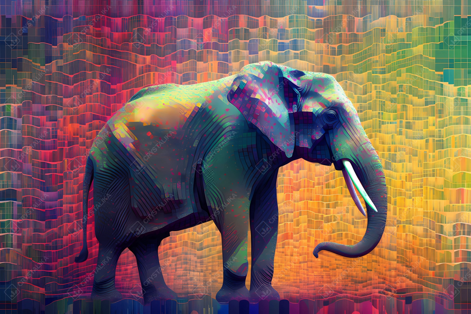 Elephant - computerized mosaic concept