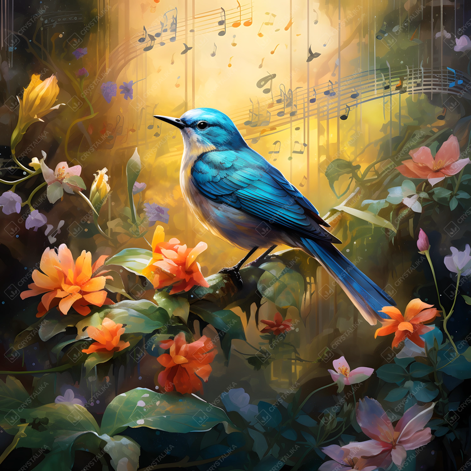 Melodic garden of an Azure Bird