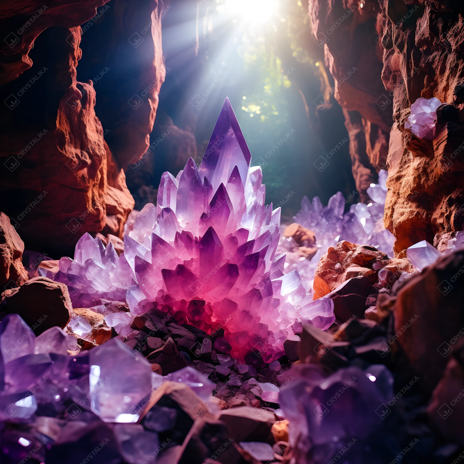 A Majestic Purple Crystal in the Cave's Heart